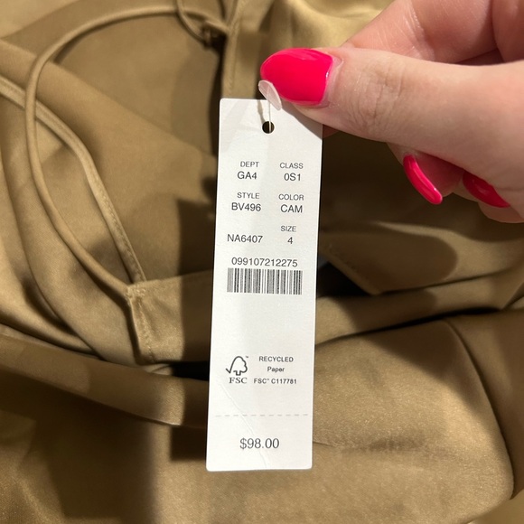 J.Crew NWT Gwyneth Slip Dress in Camel - Picture 4 of 4